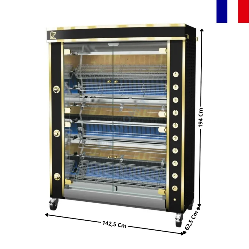 Promotion Saisonnière Rôtissoire gaz 40/48 Volailles « Noir » – Série MILLENIUM | 13758MLG+1375BANL | ROTISOL
