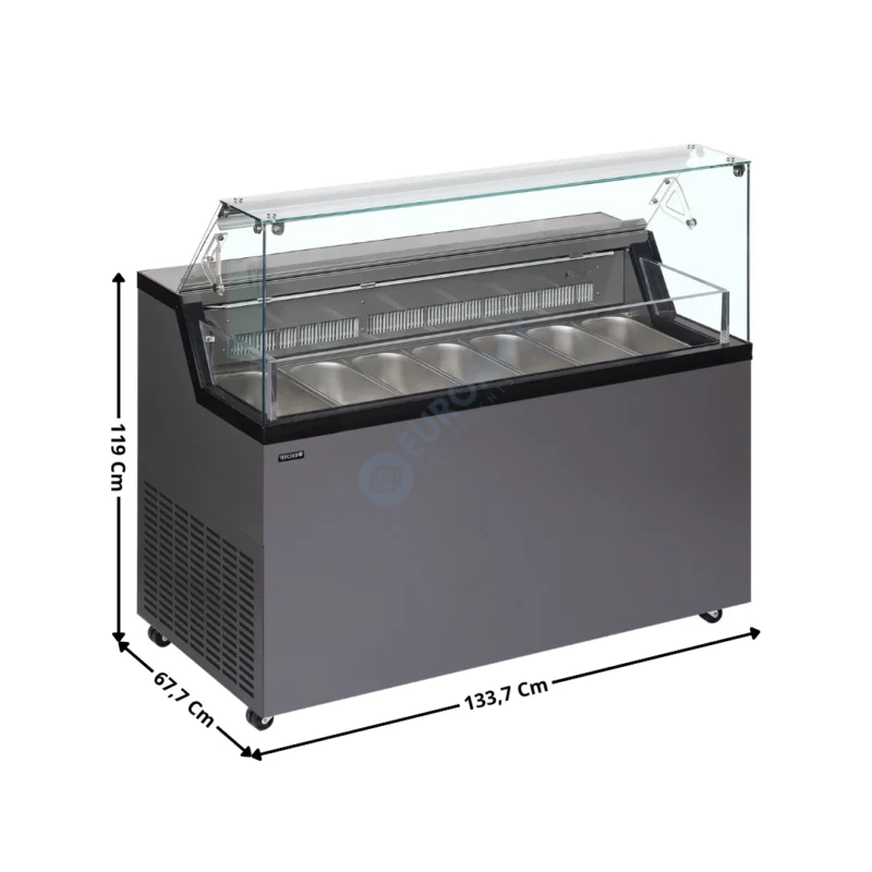 Prix Promo Vitrine 133,7 cm spécial à crèmes glacées / 7 Bacs – Vitre Droite | MIRABELLA7 | TEFCOLD