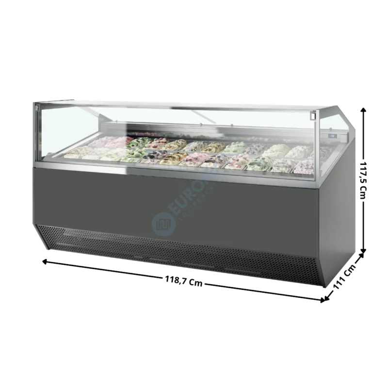 Produit De Marque Vitrine 118,7 cm spécial à crèmes glacées / 12 Bacs / Super-Pro – Vitre Incurvée | SUPERCAPRI12 | ISA