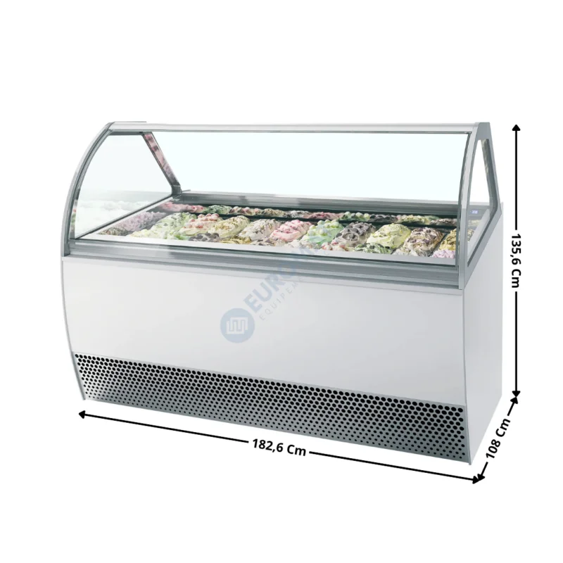 Meilleur Choix Vitrine 182,6 cm spécial à crèmes glacées / 20 Bacs – Vitre Incurvée | MILLENNIUMLX20 | ISA