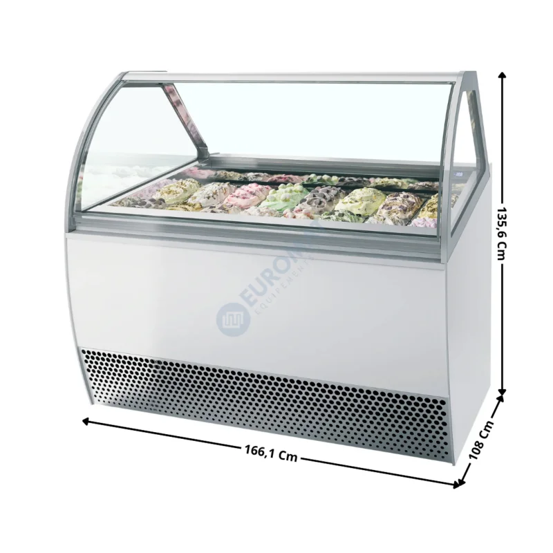 Solde Vitrine 166,1 cm spécial à crèmes glacées / 18 Bacs – Vitre Incurvée | MILLENNIUMLX18 | ISA