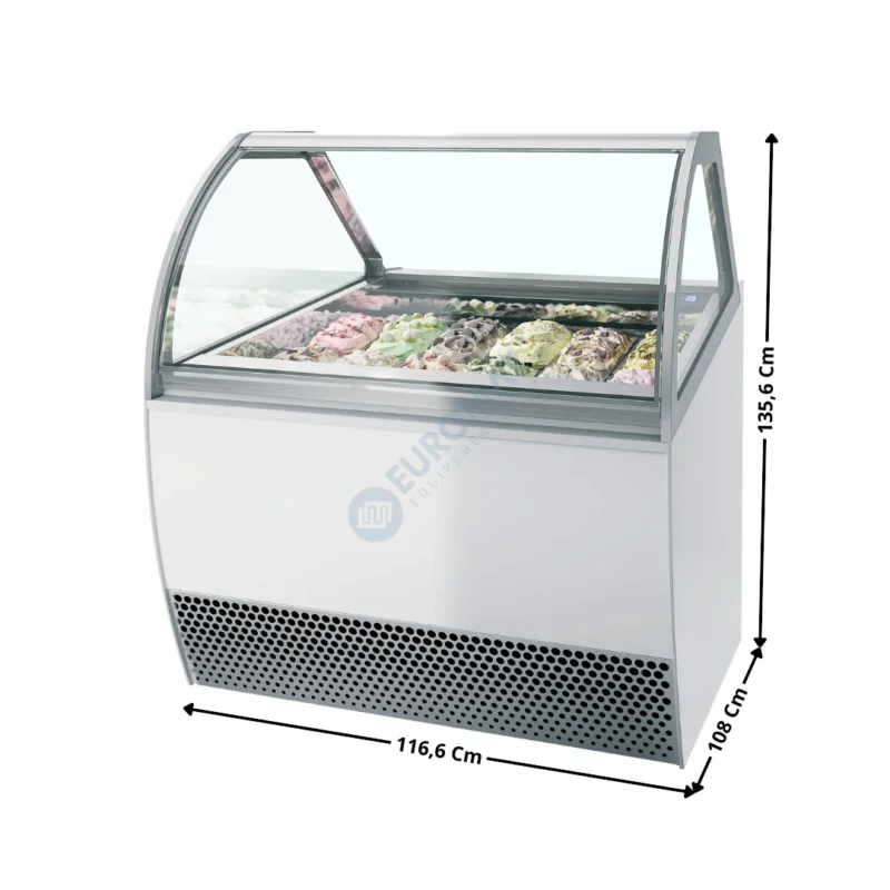 Vitrine 116,6 cm spécial à crèmes glacées / 12 Bacs – Vitre Incurvée | MILLENNIUMLX12 | ISA Top Vente