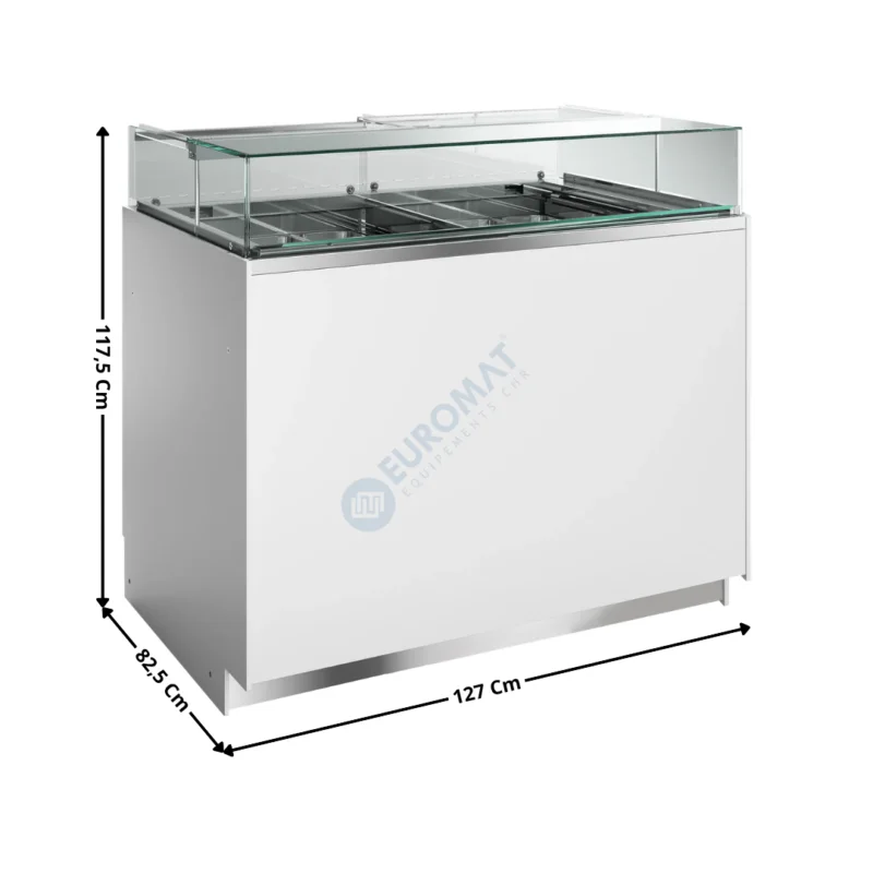 Haute Qualité Vitrine 127 cm spécial à crèmes glacées / 12 Bacs – Vitre Droite | DELTANEW | ISA