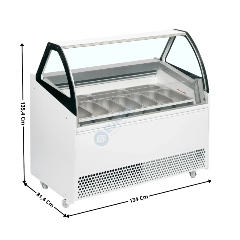 Expédition Rapide Vitrine 134 cm spécial à crèmes glacées / 10 Bacs – Vitre Incurvée | BERMUDAVIEWRV10 | ISA
