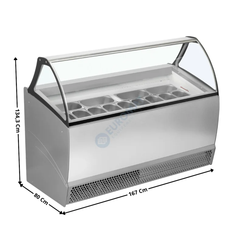 Vente Flash Vitrine 167 cm spécial à crèmes glacées / 13 Bacs – Vitre Incurvée | BERMUDARV13 | ISA