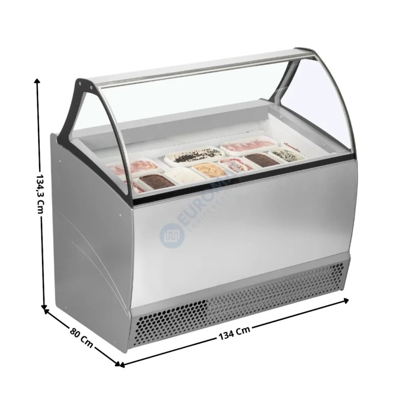 Vitrine 134 cm spécial à crèmes glacées / 10 Bacs – Vitre Incurvée | BERMUDARV10 | ISA Prix Cassé