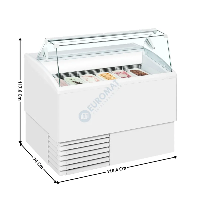 Vitrine 118,4 cm spécial à crèmes glacées / 6 Bacs – Vitre Droite | ISETTA6ST | ISA Promotion