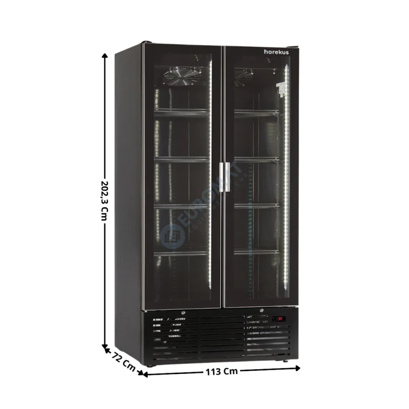 Populaire Armoire Vitrine Réfrigérée 890 L. – Deux Portes – Noir | KICOOL110B | HOREKUS