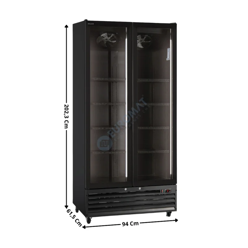 Promotion Saisonnière Armoire Vitrine Réfrigérée 690 L. – Deux Portes – Noir | KICOOL80B | HOREKUS