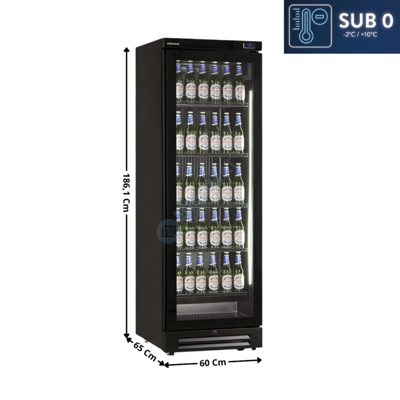 Armoire Vitrine Réfrigérée 274L. – SUB 0 – Noir | KICOOL401GSZB | HOREKUS Meilleur Prix