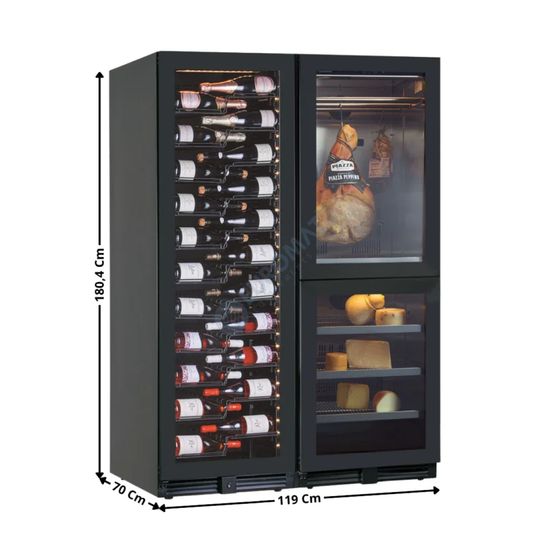 Must-Have Cave à vin + Cave à fromage/charcuterie – 128 Bouteilles – 3 en 1 | KW180+KSF180INOX | HOREKUS