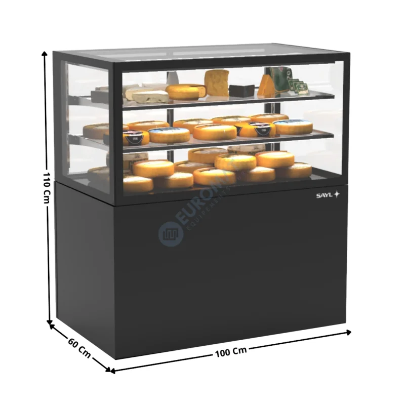 Offre Limitée Comptoir Réfrigéré avec Humidificateur 100 Cm / 2 Niveaux / Noir – Série INTEGRA BASE | IN10050110B | SAYL