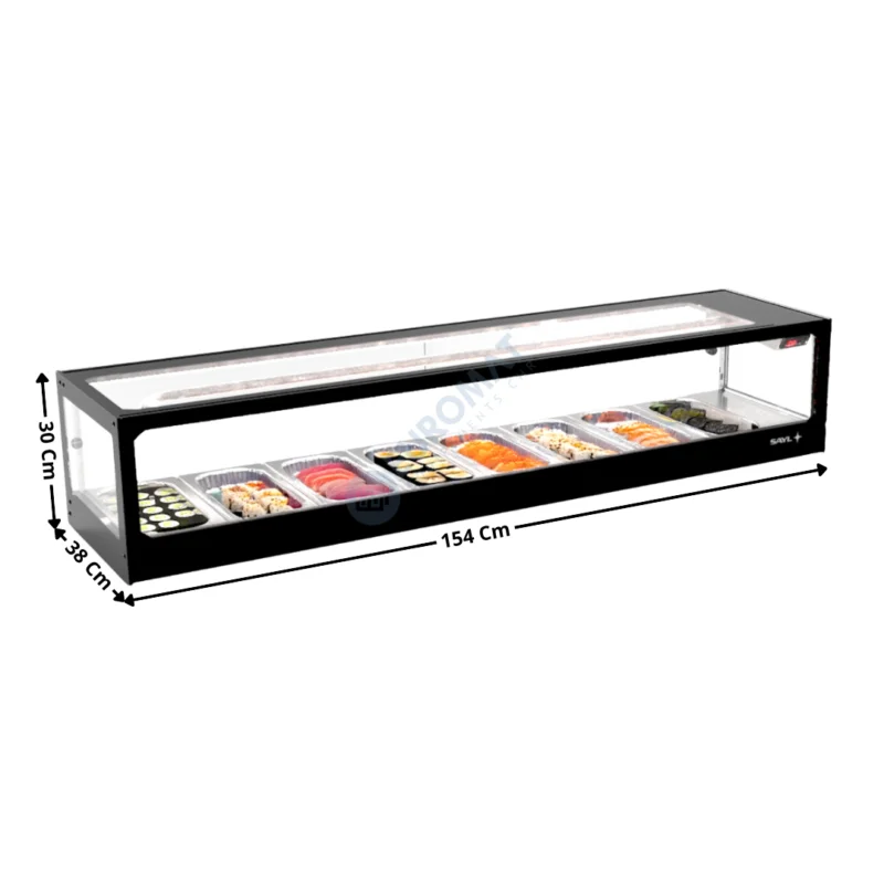 Vitrine à Sushi de Comptoir 1540 Cm / 8 x GN1/3 H. 40 – Inc. Groupe à Distance – Série Premium | VTLG8SGR | SAYL Produit De Marque