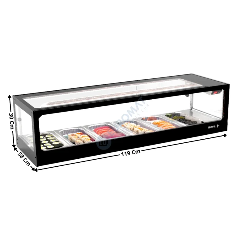 Vitrine à Sushi de Comptoir 119 Cm / 6 x GN1/3 H. 40 – Inc. Groupe à Distance – Série Premium | VTLG6SGR | SAYL Achetez Aujourd’hui