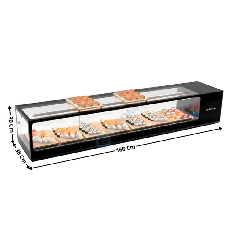Soldes Vitrine à Sushi de Comptoir 168 Cm / Plat H. 15 – Série Premium | VTLG8SP | SAYL