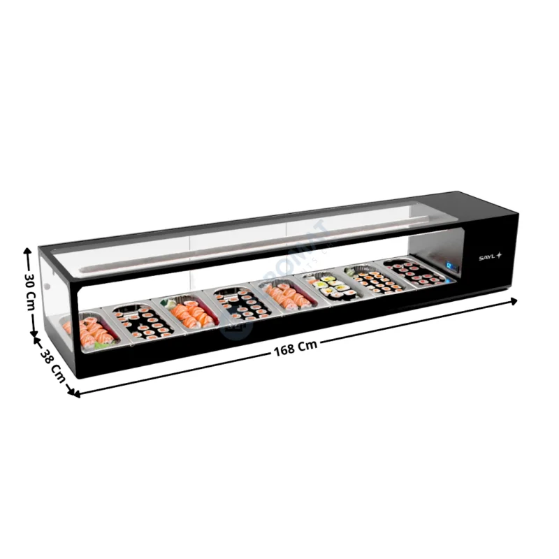 Prix Choc Vitrine à Sushi de Comptoir 168 Cm / 8 x GN1/3 H. 40 – Série Premium | VTLG8S | SAYL