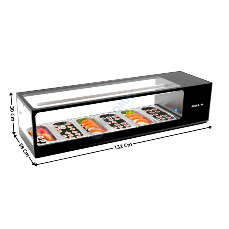 Bon Plan Vitrine à Sushi de Comptoir 137 Cm / 6 x GN1/3 H. 40 – Série Premium | VTLG6S | SAYL