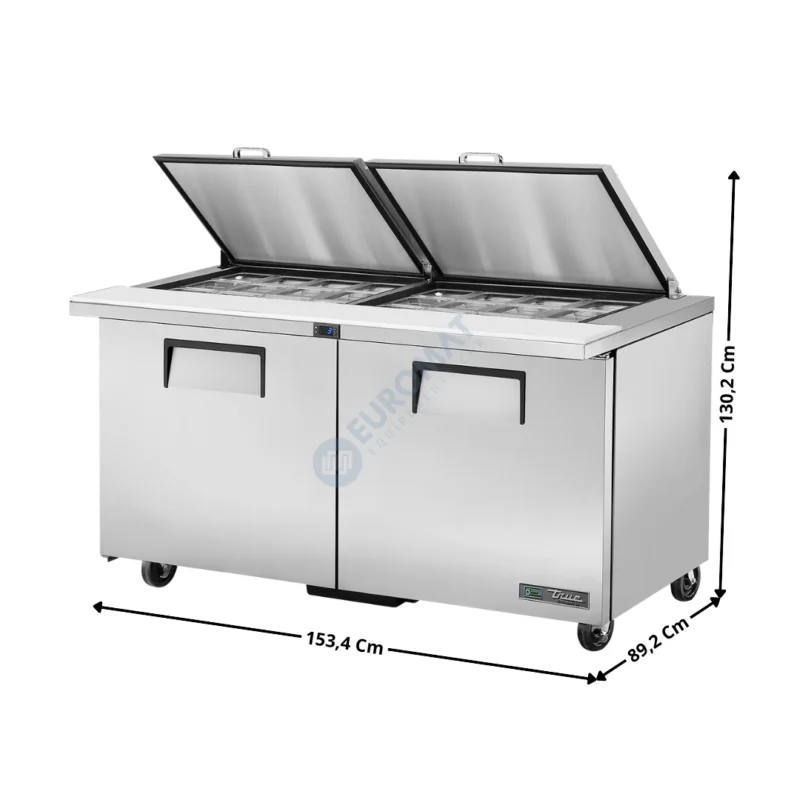 Saladette Haut Rendement – 2 portes pleine – 24 x GN1/6 / Capot en Inox – Premium Series | TSSU6024MBSTHCFLID | TRUE Dernière Chance