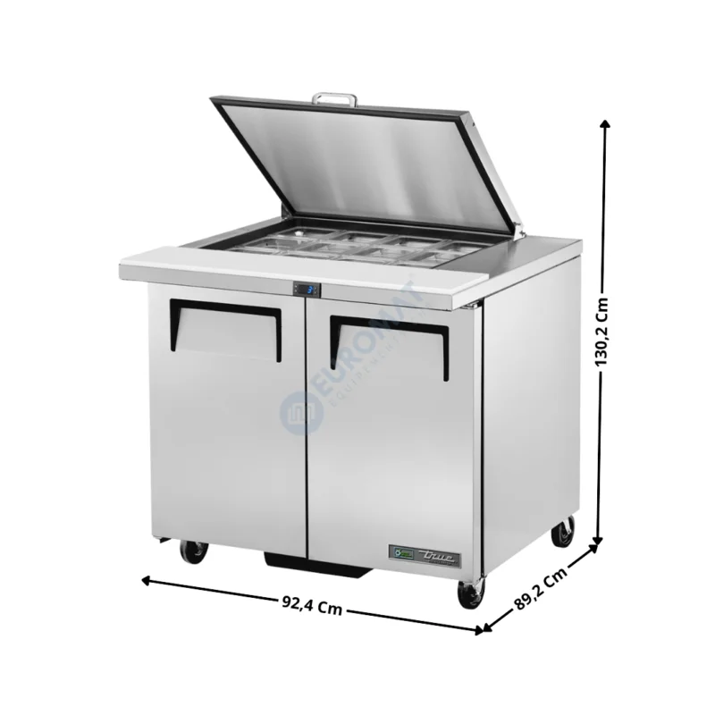 Top Vente Saladette Haut Rendement – 2 portes pleine – 12 x GN1/6 / Capot en Inox – Premium Series | TSSU3612MBHCFLID | TRUE