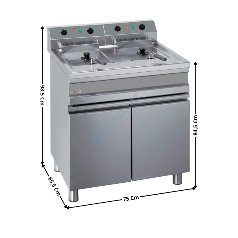Friteuse électrique 2 x 14L. sur meuble | WREF28E2 | DIVERSO Prix Réduit
