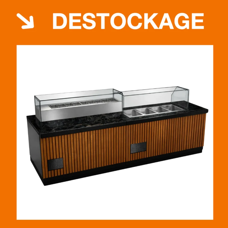 Ensemble de Vitrine ( Meuble à Pizza, Saladette, Meuble Caisse ) – 357 Cm – Série LUXUS | VSLSGSMM0381 | SGS GASTRO INTERNATIONAL Offre Limitée
