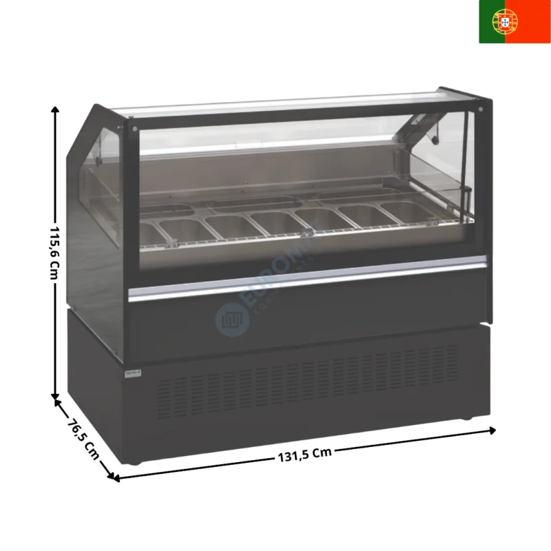 Vitrine 131,5cm spécial à crème glacée / 10 Bacs – Version Luxe | VGE130 | TENSAI Expédition Rapide