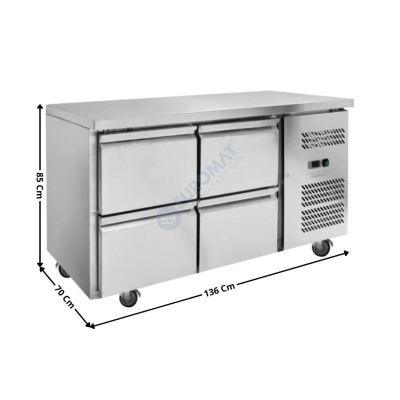 Solde Meuble table réfrigérée positive – 4 tiroirs – GN1/1 – Gamme ECO | DLGNH2140TN | DYNASTEEL
