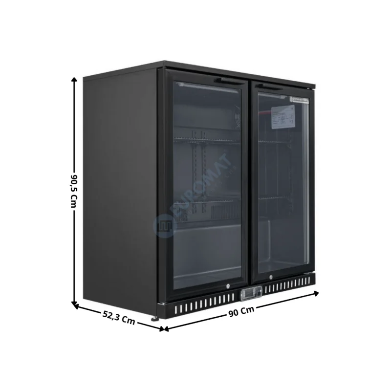 Bon Marché Arrière de bar noir – 2 portes vitrées battantes 209 L. | DLBBD238H | DYNASTEEL