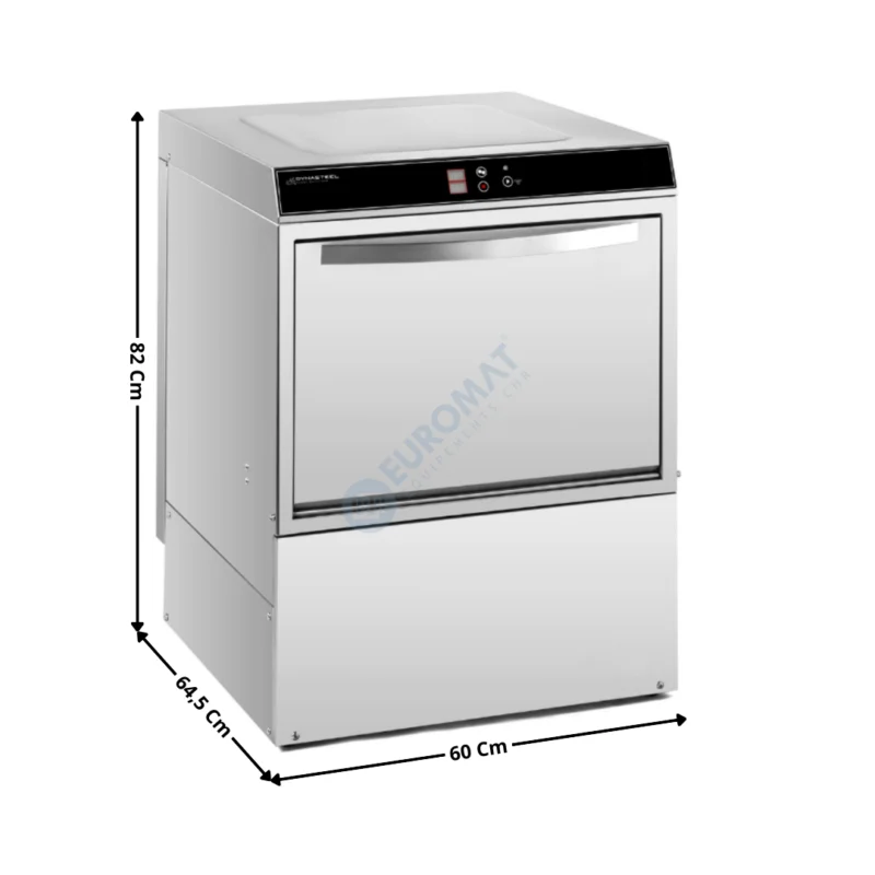 Lave-Vaisselle 50x50 – 220V – Sans adoucisseur avec Doseur de Liquide de Rinçage et Détergent + Pompe | DLDW50P | DYNASTEEL Haute Qualité