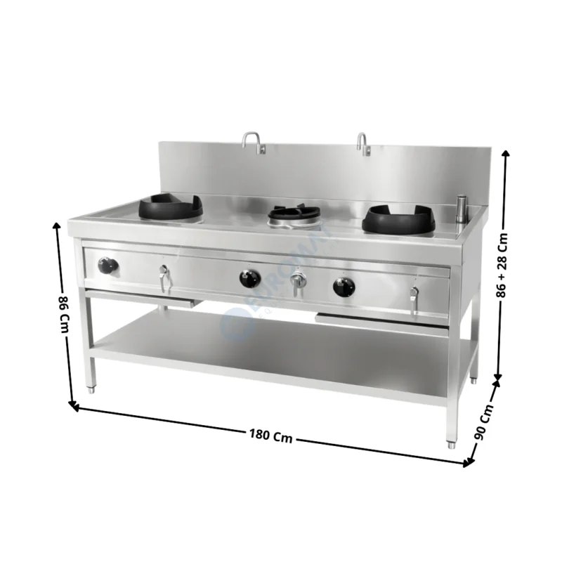 Fourneau Wok 3 Brûleurs avec Robinet – Série ECO | THW3V1 | SKYRAINBOW Must-Have