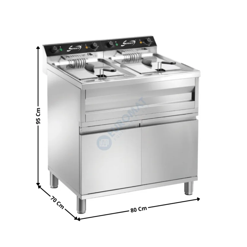 Friteuse électrique sur coffre – 400 V – Super puissante – 2 x 12 Litres | 92214C | SOFRACA Acheter Direct