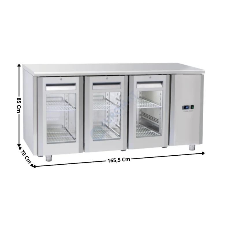 Must-Have Meuble Table réfrigérée 3 portes positive vitrées – Version Centrale | QRG3100SG | COOL HEAD