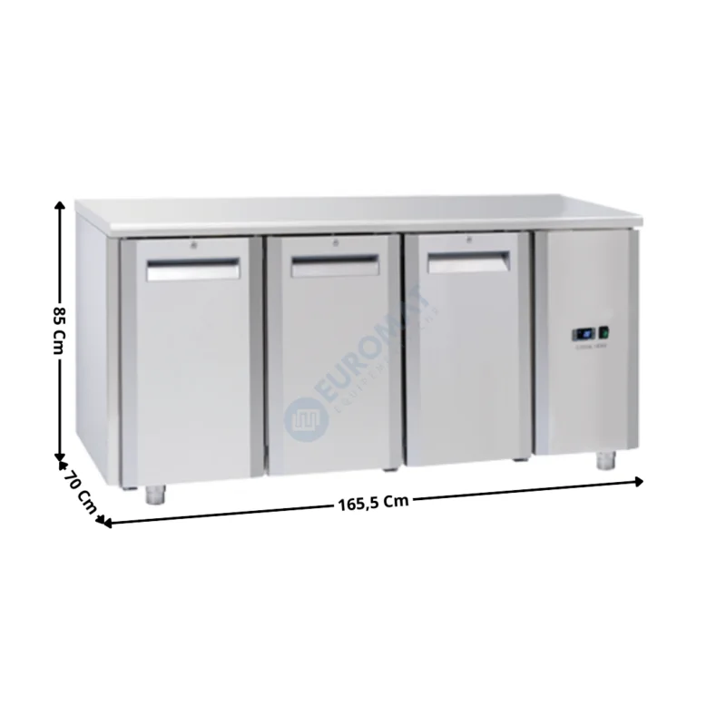 Promotion Saisonnière Meuble Table réfrigérée 3 portes positive pleines – Version Centrale | QR3100SG | COOL HEAD