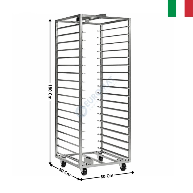 Lot de 2 Chariots Inox 800x800 pour Four Rotatif – FORNO ROTOR Series | 2XBP80X80 | MF ITALY Solde