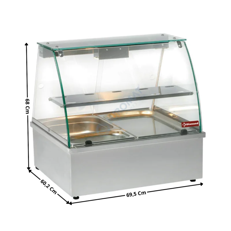 Bain-marie 2 x GN1/1 avec Vitre Bombé | VBE211 | DIAMOND Retour Gratuit