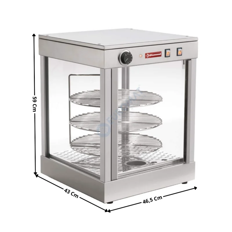 Vitrine chauffante rotative D.380 mm – Inox | PIZZAD38 | DIAMOND Retour Gratuit