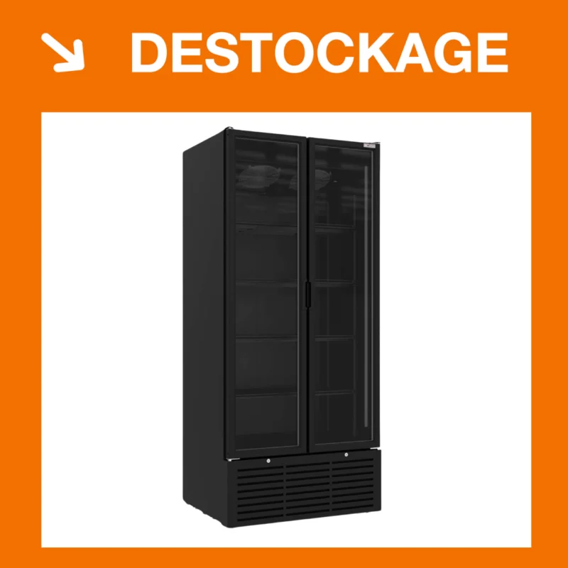 Meilleur Choix Armoire vitrée 2 portes battantes 804L. Noire – Sans Caisson Lumineux | WR80SBSB | DIVERSO