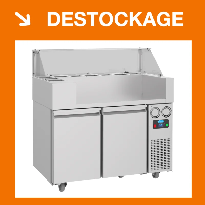 Chariot à crêperie mobile réfrigérée – 2 portes pleines GN1/1 – 9 x GN1/6 | KMN2AC | ATLAS COLD Promotion Saisonnière