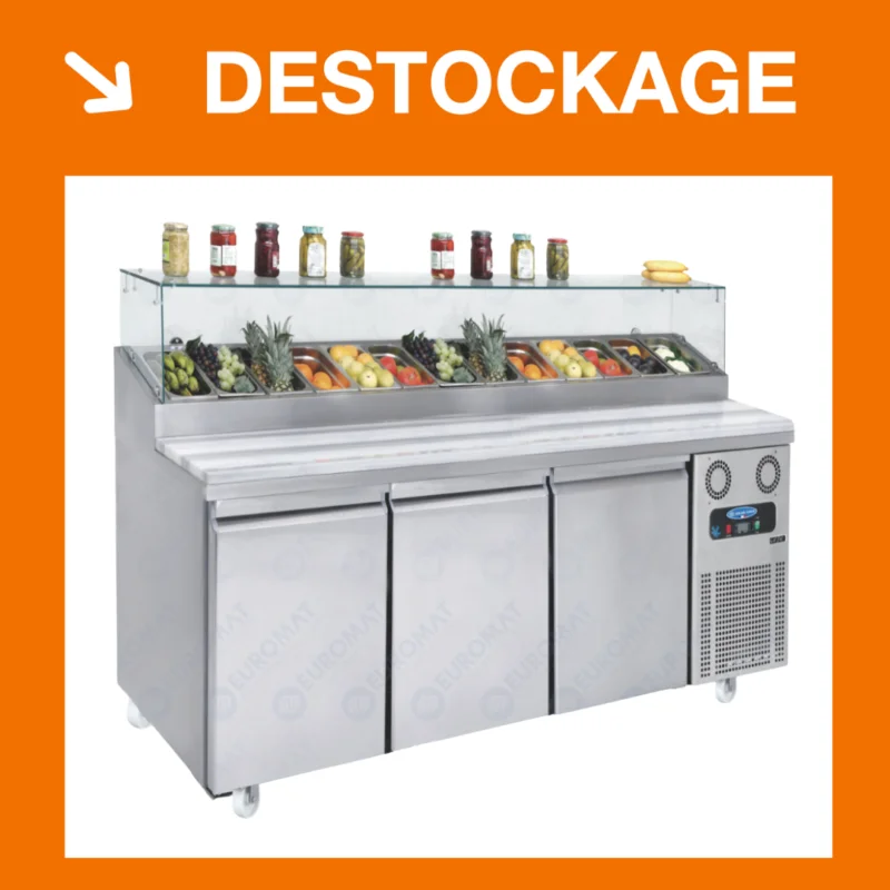 Saladette réfrigérée vitrée – 3 portes pleines 400x600 – 10 x GN1/3 | BMN210WAC | ATLAS COLD Certifié