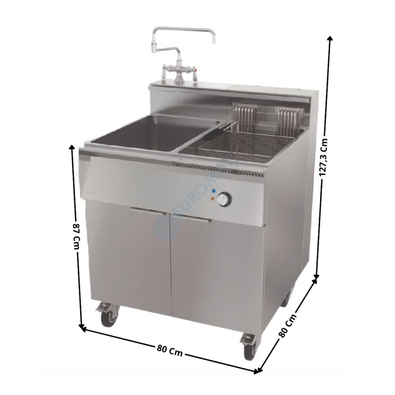 Cuiseur à pâtes 22 Litres électrique avec Poste de Rinçage – Modèle Mécanique | CP800RT | MIRROR Dernier Modèle