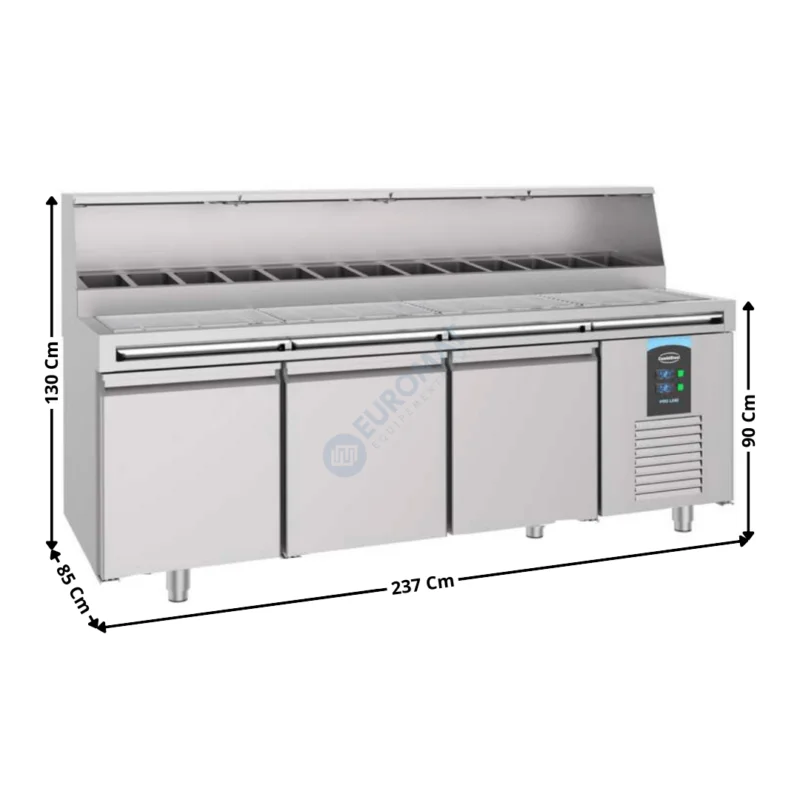Offre Limitée Meuble à pizza réfrigérée – 3 portes pleines 400x600 – 13 x GN1/3 – Dessus Grilles | 74895305 | COMBISTEEL