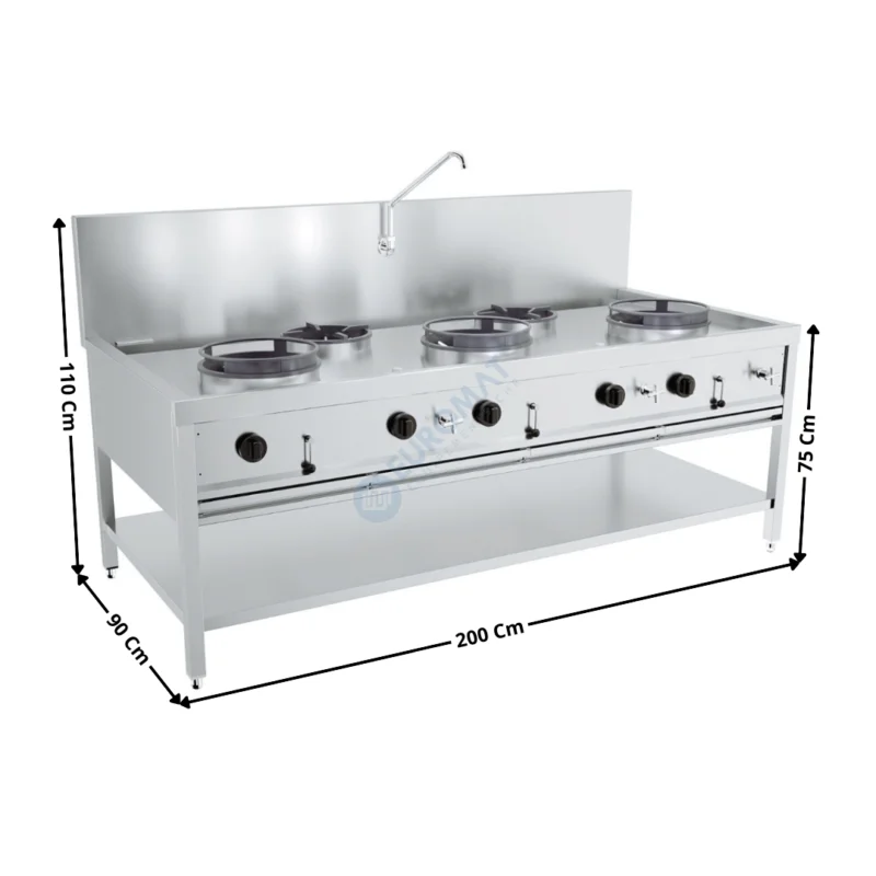 Fourneau Wok 5 Brûleurs avec robinet | 71781210 | COMBISTEEL Prix Promo