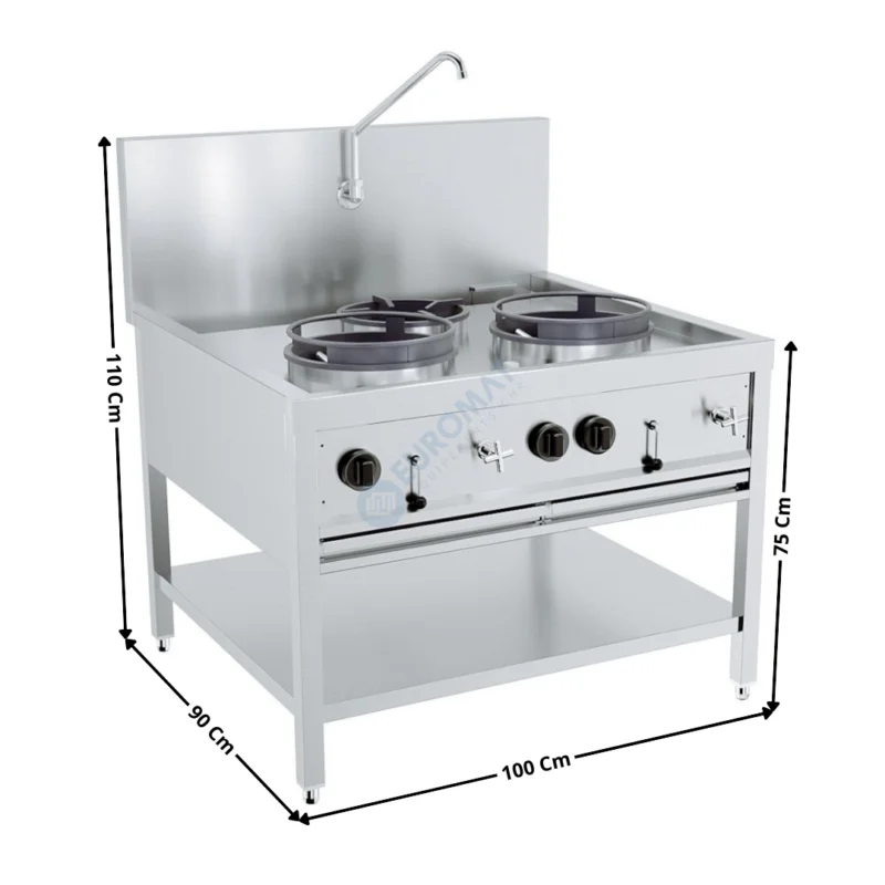 Fourneau Wok 3 Brûleurs avec robinet | 71781205 | COMBISTEEL Super Prix