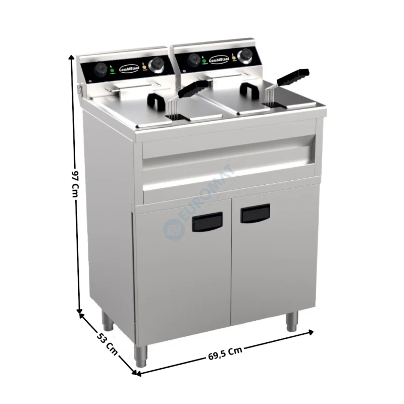 Friteuse électrique 9+9L. avec Vidange / 3,3+3,3 kW/ 230V – Sur socle – Série économique | 74550985 | COMBISTEEL Seulement Aujourd’hui