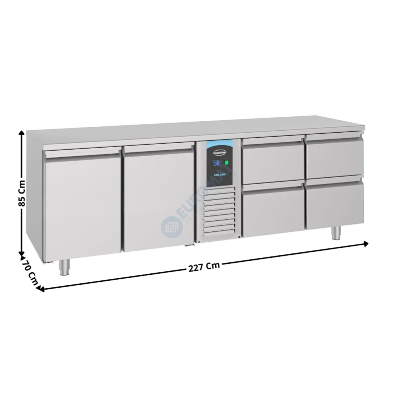 Meilleure Vente Meuble Table réfrigérée 2 portes + 4 tiroirs – Positive – Série Pro Line | 74895370 | COMBISTEEL