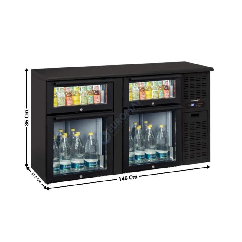 Meilleure Vente Arrière bar 4 Tiroirs Mixtes vitrés – Gamme Pro | CAB22TMV | CASSELIN