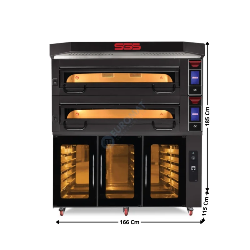 Four de Boulangerie/Pâtisserie 2 x 1240x840 – Sol en Pierre Réfractaire / Système Vapeur / Armoire de fermentation & Hotte | MD12002B | SGS GASTRO INTERNATIONAL Dernière Chance