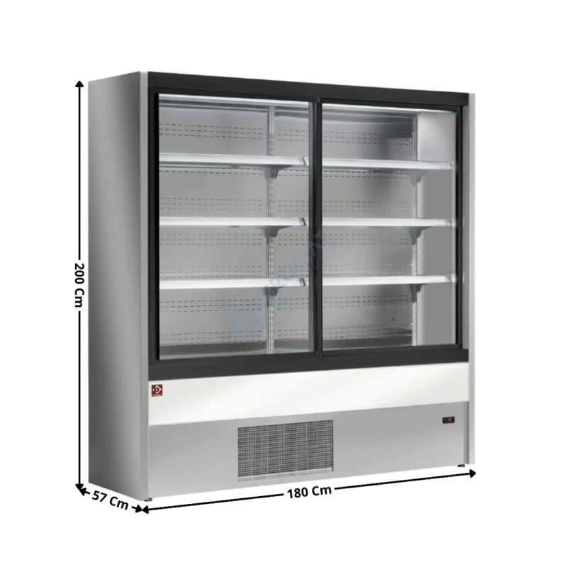 Dernier Modèle Vitrine Murale 180cm Compact / Portes Coulissantes / Coloris Gris-Blanc – IMPULSION PLUS | PD18A7R2 | DIAMOND