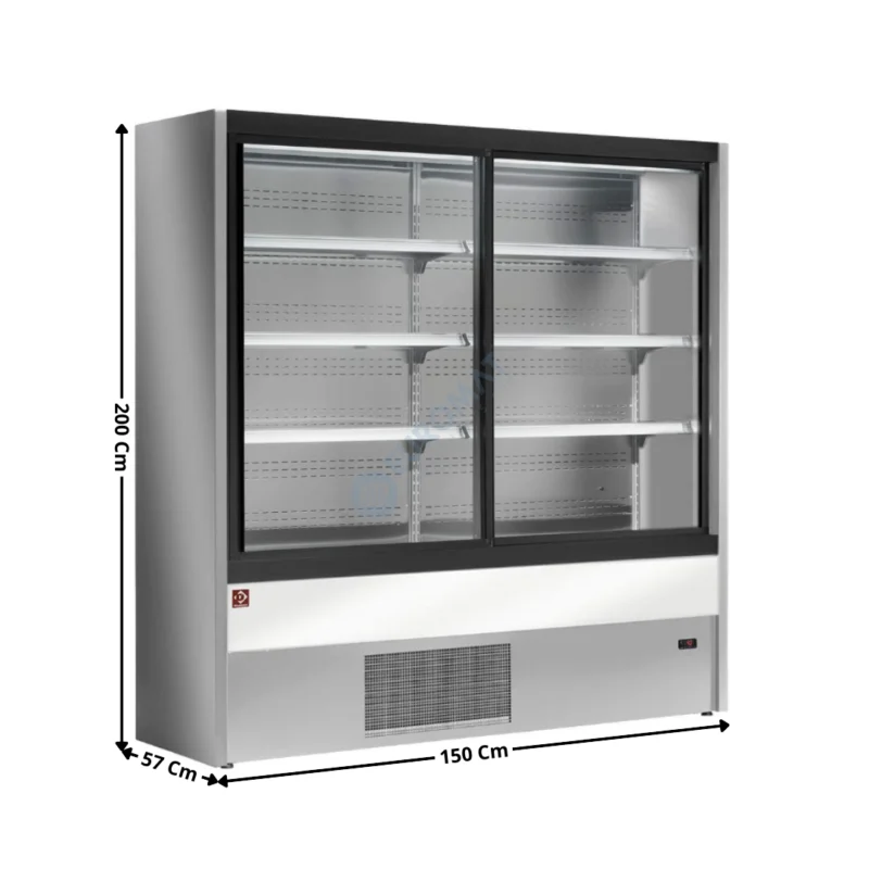 Marque Vitrine Murale 150cm Compact / Portes Coulissantes / Coloris Gris-Blanc – IMPULSION PLUS | PD15A7R2 | DIAMOND