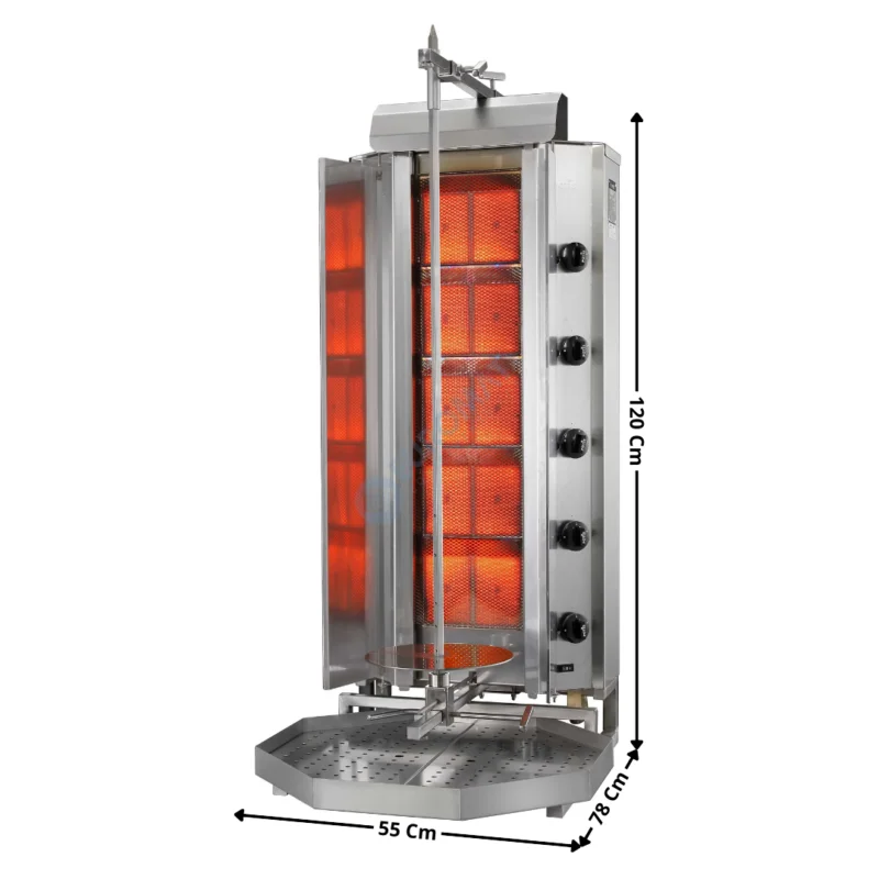 Usine Directe Machine à Kebab 5 zones HP Gaz avec Déflecteurs G+D – Premium Series | RSMUGD5+ACPT0901 | POTIS